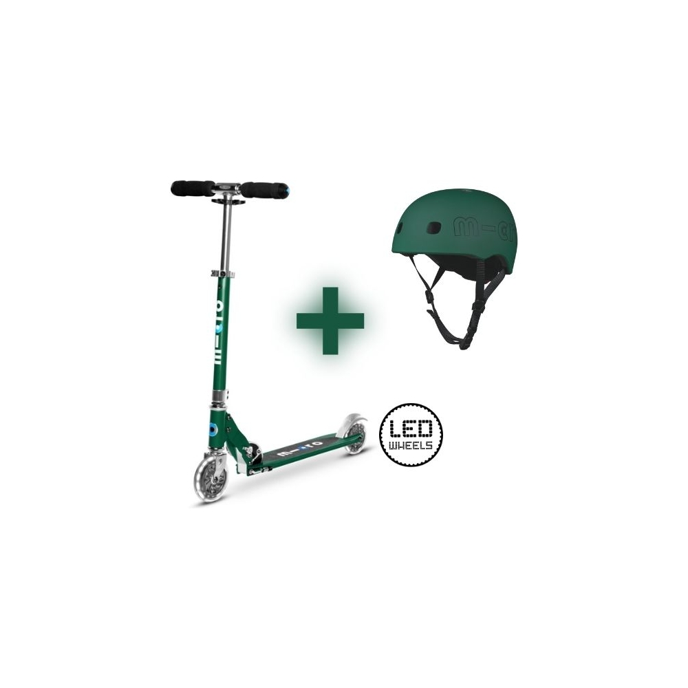 Micro Sprite with LED Wheel Scooter with Helmet Combo