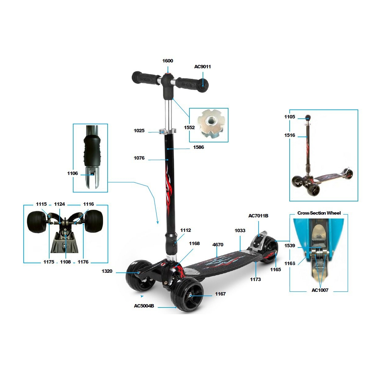 Kickboard Monster Parts