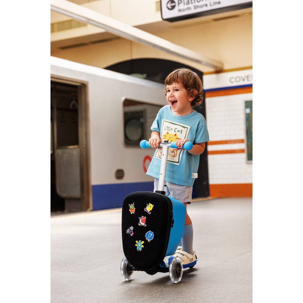 large Micro Scooter Luggage Junior Patch Play Blue 11