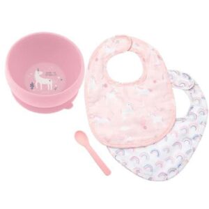 Stephen Joseph Silicone Baby Bowl, Muslin Bibs and Spoon Set